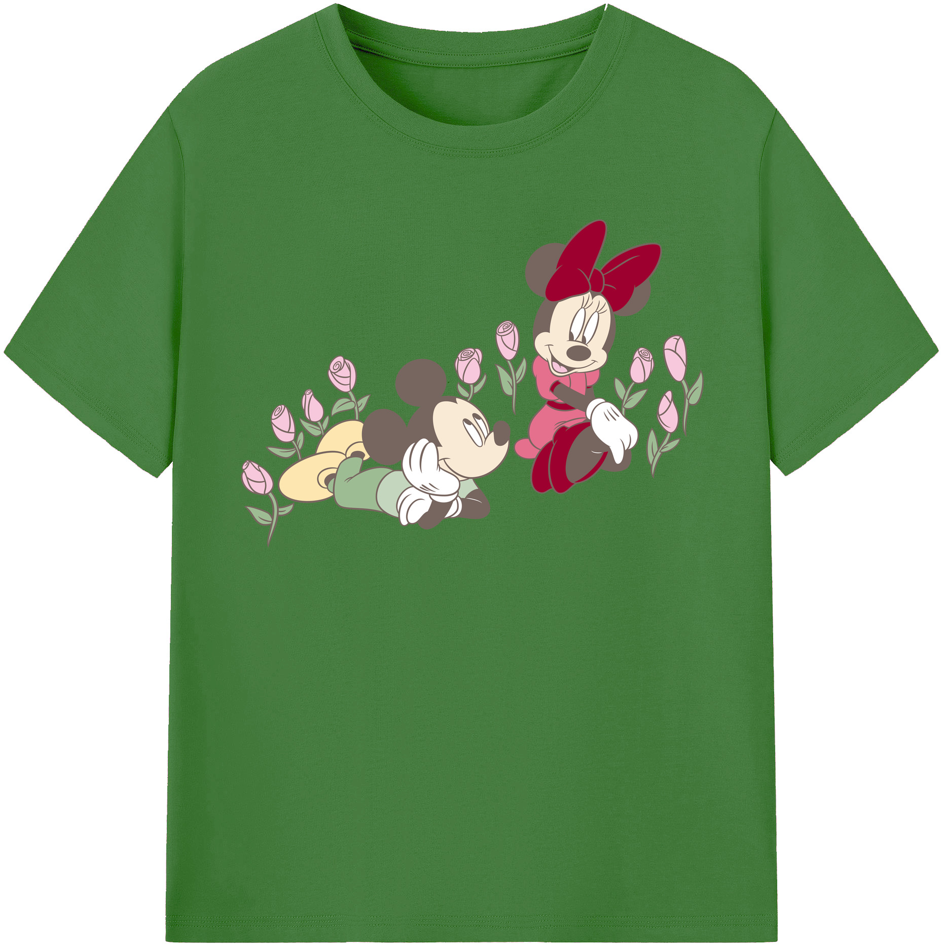 （画像用） ミッキーマウス Mickey Mouse レディースカジュアルプリントTシャツ（綿100％）